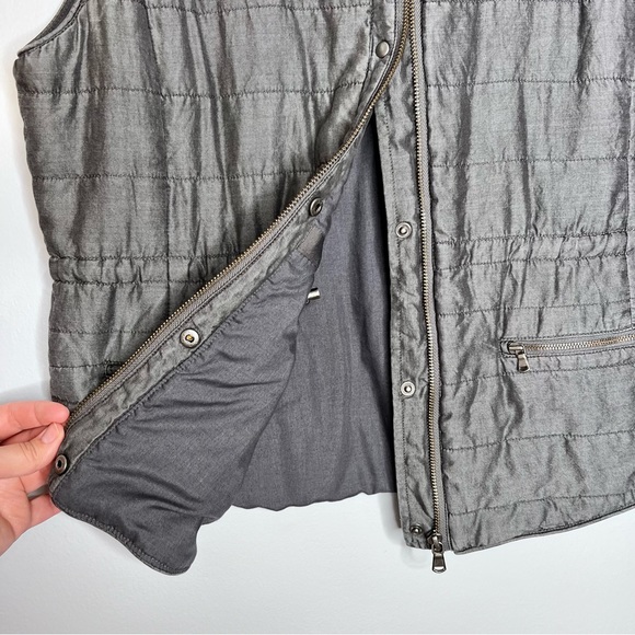 NIC+ZOE Womens Lyocell Metallic Silver Vest Lightweight Gray Cinched Waist Large - Picture 9 of 16